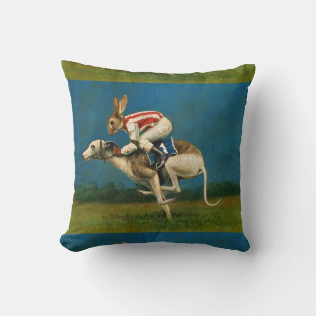Whippet mit Kaninchen-Jocky-Throw-Kissen Kissen (Vorderseite)