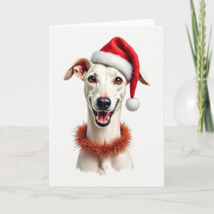 Whippet mit Weihnachtsmannmütze Weihnachtskarte Karte