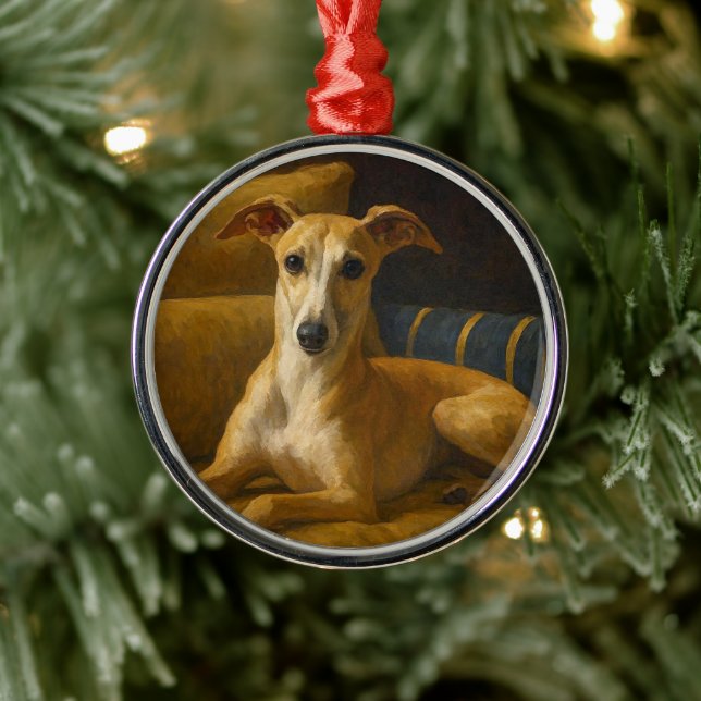 Whippet Ornament Aus Metall (Baum)