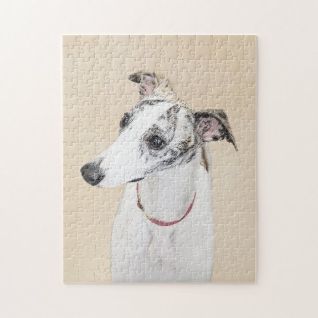 Whippet Painting - Niedliche Original Hunde Kunst (Vertikal)