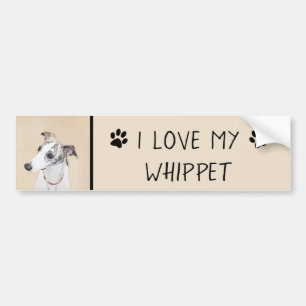 Whippet Painting - Niedliche Original Hunde Kunst Autoaufkleber