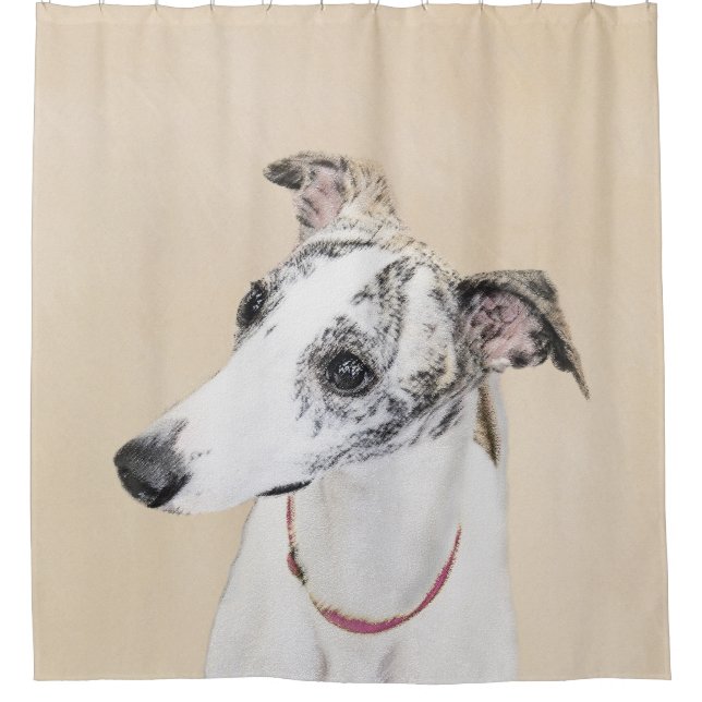 Whippet Painting - Niedliche Original Hunde Kunst Duschvorhang (Vorderseite)