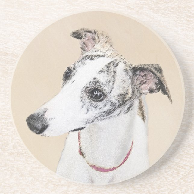 Whippet Painting - Niedliche Original Hunde Kunst Getränkeuntersetzer (Vorne)