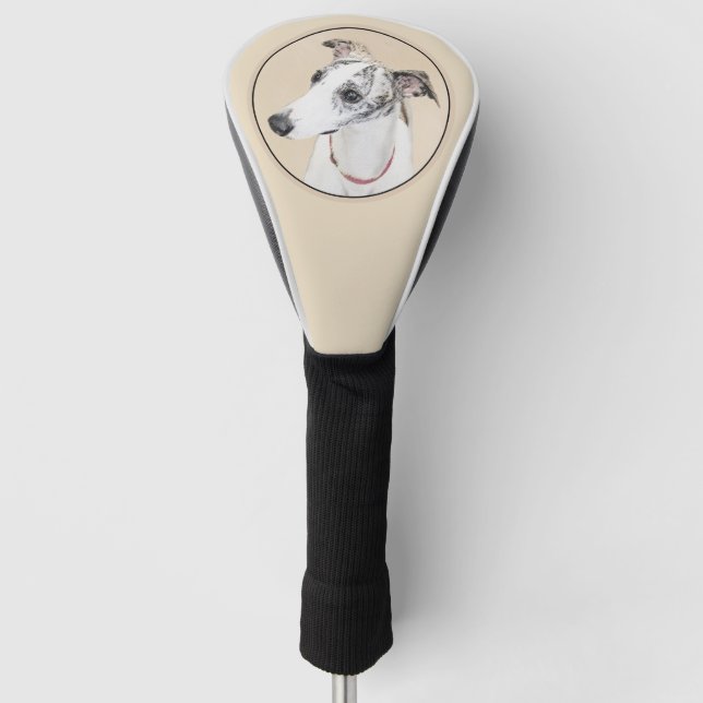 Whippet Painting - Niedliche Original Hunde Kunst Golf Headcover (Vorderseite)