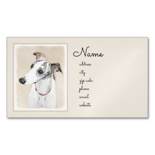 Whippet Painting - Niedliche Original Hunde Kunst Magnetische Visitenkarte