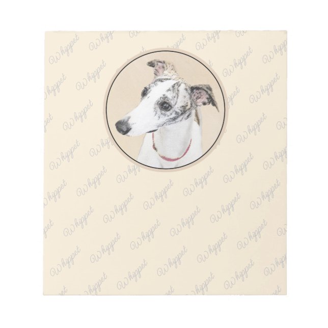 Whippet Painting - Niedliche Original Hunde Kunst Notizblock (Vorderseite)