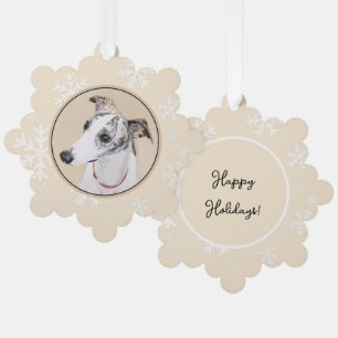 Whippet Painting - Niedliche Original Hunde Kunst Ornament Karte