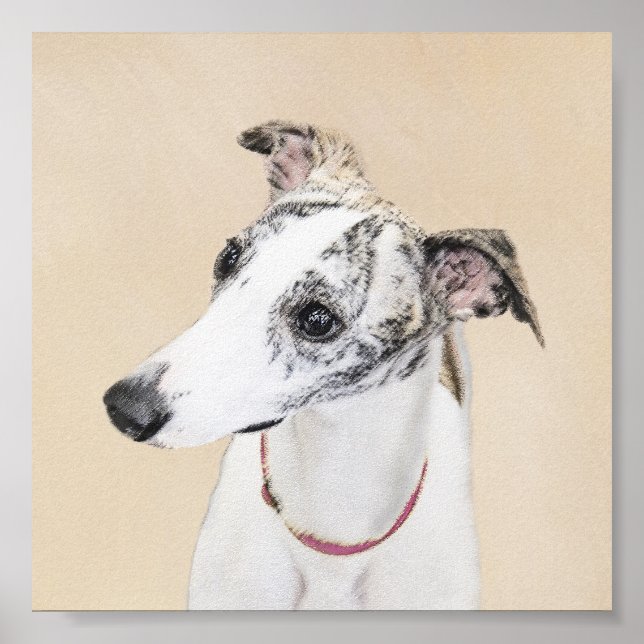 Whippet Painting - Niedliche Original Hunde Kunst Poster (Vorne)