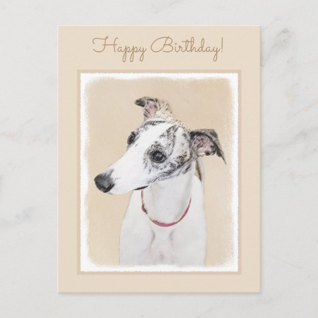 Whippet Painting - Niedliche Original Hunde Kunst Postkarte (Vorderseite)