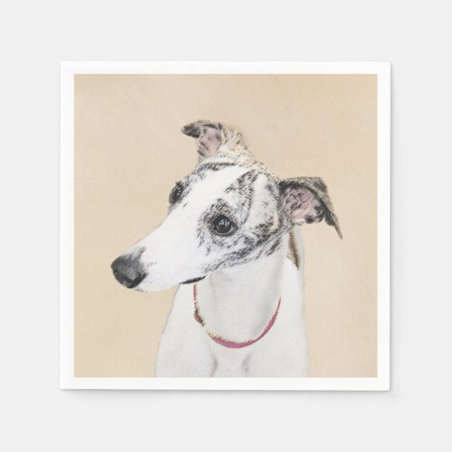 Whippet Painting - Niedliche Original Hunde Kunst Serviette (Vorderseite)