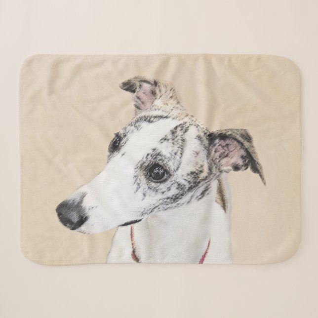 Whippet Painting - Niedliche Original Hunde Kunst Sherpadecke (Vorderseite (Horizontal))