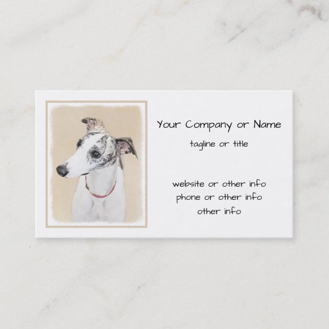 Whippet Painting - Niedliche Original Hunde Kunst Visitenkarte (Vorderseite)