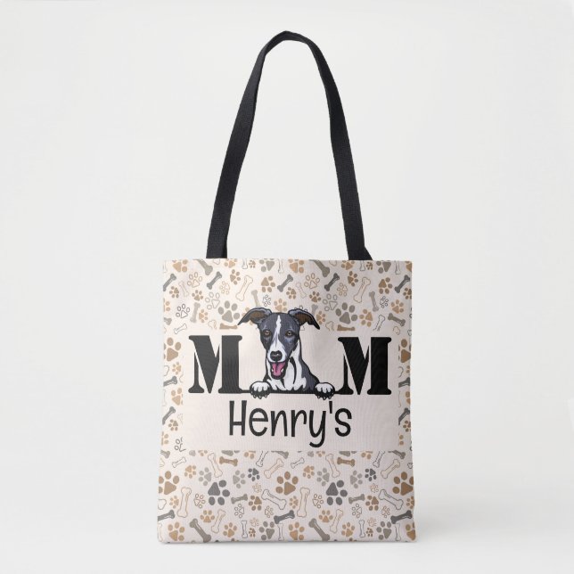 Whippet Peeking Personalisierte Mama Tasche (Vorderseite)