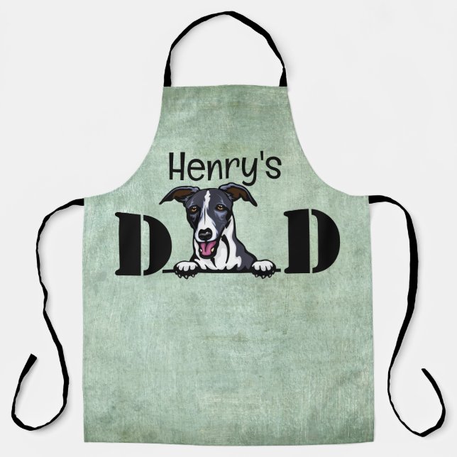 Whippet Peeking Personalisierter Vater Schürze (Vorderseite)