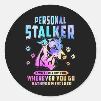 Whippet Personal Stalker Ich werde Ihnen folgen Runder Aufkleber