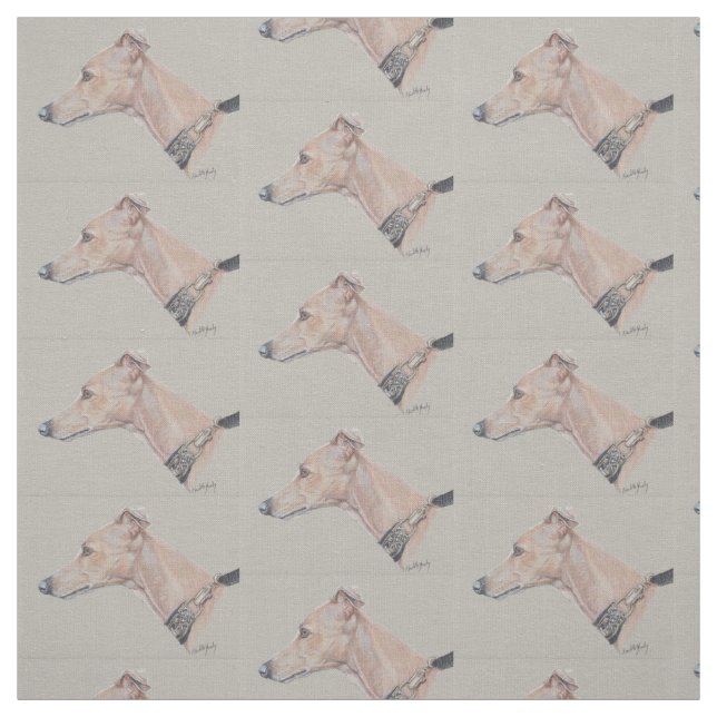 Whippet Profil Hund Kunstwerk Stoff (Muster)