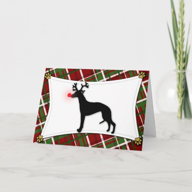 Whippet Rentier Weihnachtskarte Feiertagskarte (Vorderseite)