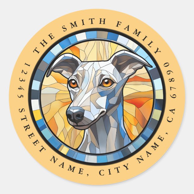 Whippet Round Stickers (Vorderseite)