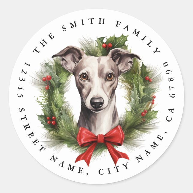 Whippet Round Stickers (Vorderseite)