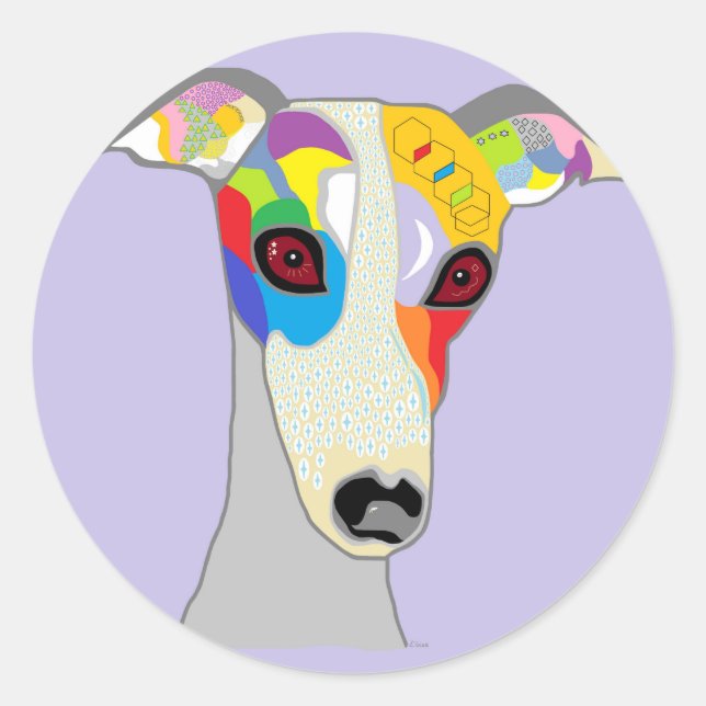 WHIPPET RUNDER AUFKLEBER (Vorderseite)