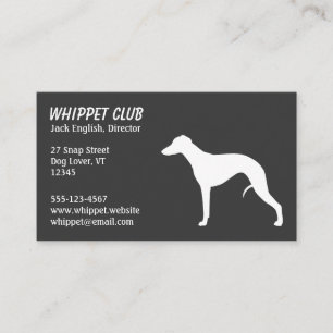 Whippet Silhouette Grau und Weiß Haustier Visitenkarte