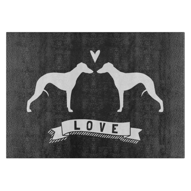 Whippet-Silhouette Liebe Schneidebrett (Vorderseite)
