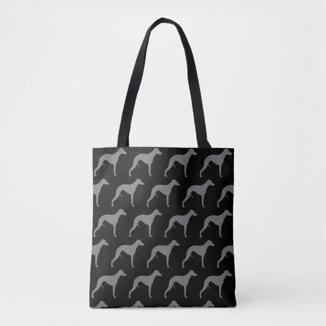 Whippet Silhouette-Muster Tasche (Vorderseite)