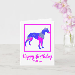 Whippet Silhouette Pink Dog Funny Birthday Card Karte