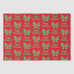 Whippet Silhouette Red Christmas Dog & Green Bow Seidenpapier<br><div class="desc">Whippet / Italienisch Greyhound Silhouette Hund rotes Weihnachtspapier abstraktes Muster und grüner Bogen. Ersetzen Sie das glückliche Weihnachten durch alles, was Sie mögen.</div>