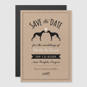 Whippet-Silhouetten Hochzeiten speichern Sie das D Magneteinladung
