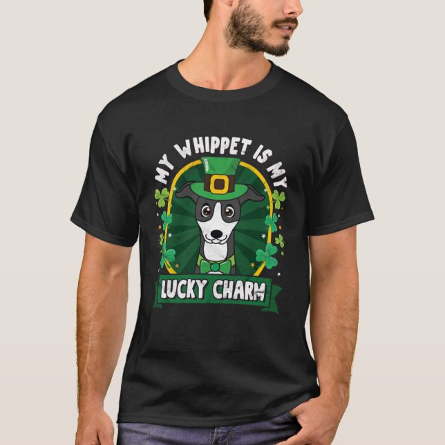 Whippet St Patricks Lucky Charm Mom Dad T-Shirt (Vorderseite)