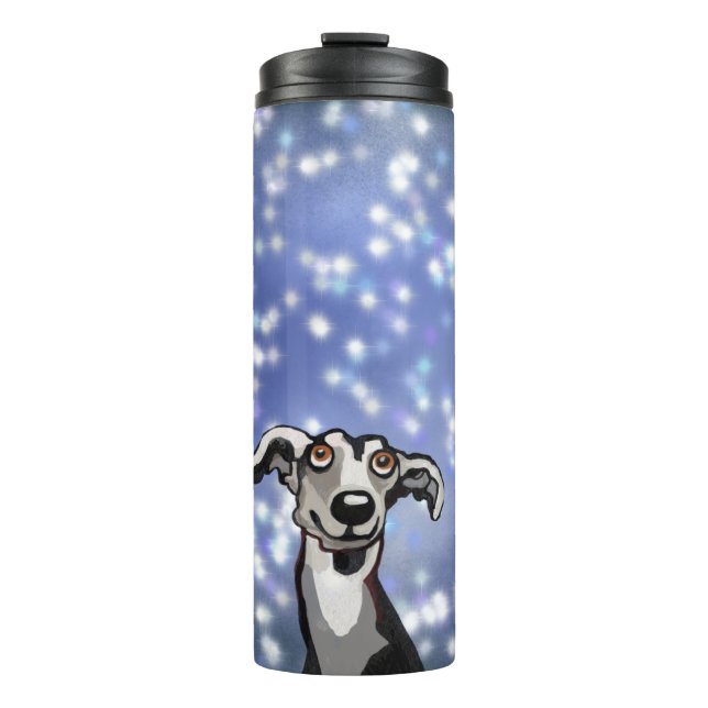 Whippet-Sternennacht Thermosbecher (Vorderseite)