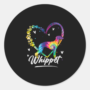 Whippet Tie Dye Rainbow Dog Lover Gift T-Shirt Runder Aufkleber
