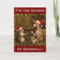 Whippet- und Eichhörnchen-Weihnachtsgrußkarte