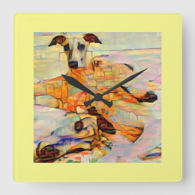 Whippet Wall Clock Quadratische Wanduhr (Vorderseite)