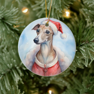 Whippet-Weihnachtsschmuck - Festliches Weihnachtsf Keramik Ornament