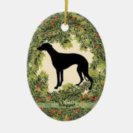 Whippet Wreath Keramik Ornament