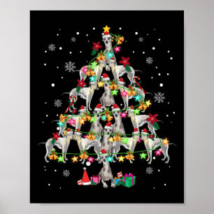 Whippets Christmas Tree Funny Whippets Lover Chris Poster