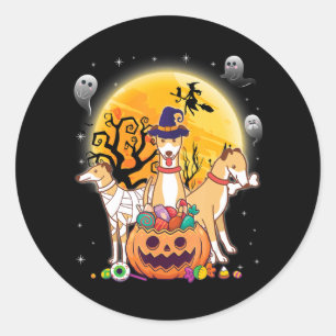 Whippets Dog Mummy Hexe Moon Ghosts Happy Runder Aufkleber