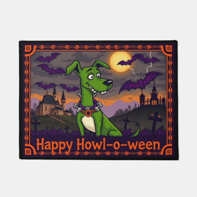 Whippetstein Frohes Howl-o-ween Fußmatte (Vorderseite)