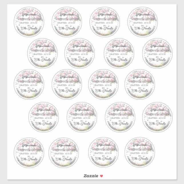 Whippig Honig hausgemachte Runde Labels Vinyl Stic (Blatt)