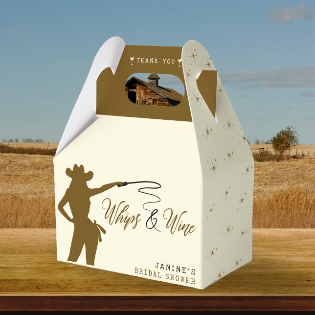 Whips & Wine Cowgirl Brautparty Geschenkschachtel (Whips & Wine Cowgirl Bridal Shower Favor Boxes
)