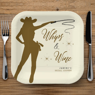 Whips & Wine Cowgirl-Junggesellinnenabschied Pappteller