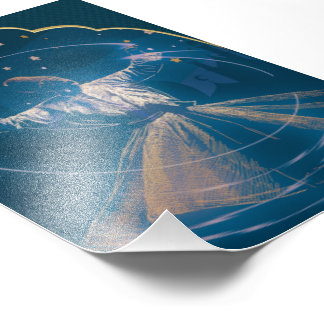 Whirling Dervish Gold Blue Digital Malerei Fotodruck