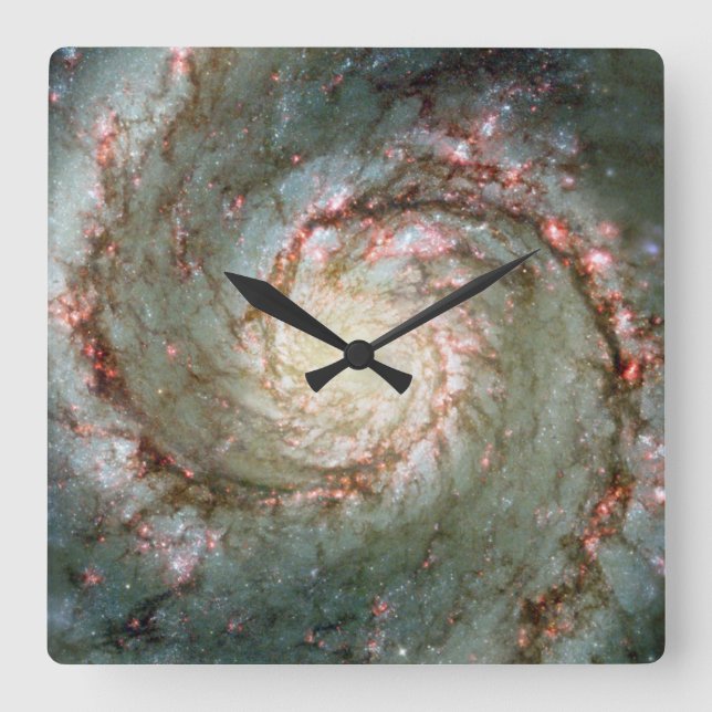 Whirlpool Galaxy Quadratische Wanduhr (Vorderseite)