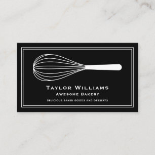 Whisk Bäckerei Bäckerei Bake Shop Café Schwarz-Wei Visitenkarte