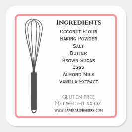 Whisk Bakery Étiquette de produits Ingrédients