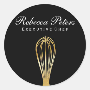 Whisk (Gold)   Kulinarischer Meister Runder Aufkleber