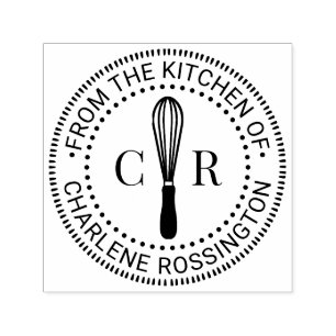 Whisk Kitchen Utensil 2 Initial Monogram Book Name Permastempel