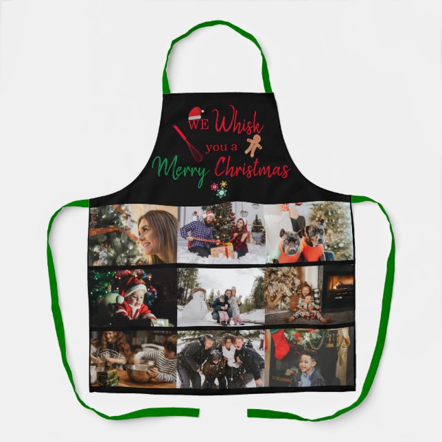 Whisk Sie frohen Weihnachten Custom 9 Foto Collage Schürze (Vorderseite)